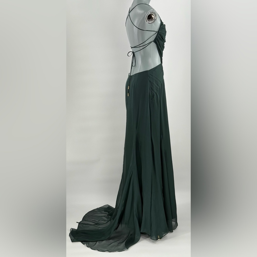 🆕 CULT GAIA 🧿 NWOT Aphea Silk Cut Out Backless Dress, Forest Green - Sz US 4 - Picture 5 of 16